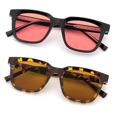 MOAROMAS 2 Pack Indoor FL-41 Pink & Outdoor Fluorescent-60 Brown Tinted Migraine Light Sensitivity Glasses for Photophobia, Fluorescent LED Glare and Computer,Two Pairs Protective Eyewear