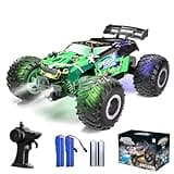 Vensico Remote Control Car RC Cars All Terrain Monster Truck, Outdoor 2WD Off Road Hobby RC Truck with 2 Rechargeable Batteries and Colorful Light, 20Km/h Fast RC Car Toys Gift for Kids Boys