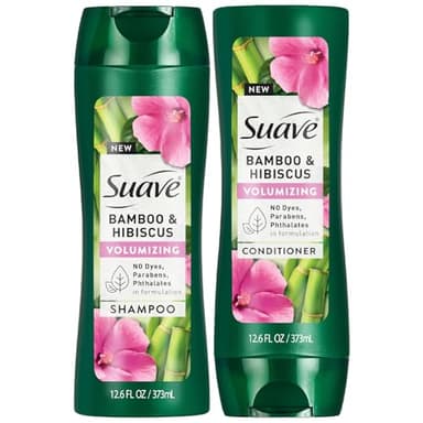 Suave Shampoo and Conditioner Set, Bamboo & Hibiscus – Volumizing Hair Products for Flat and Fine Hair, 12.6 Oz Each