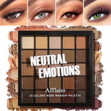 Nude Neutral Eyeshadow Palette, 25 Color Matte Shimmer Brown Gold Eye Shadow Palette, Pigment Naked Smokey Natural Eyeshadow Palette for Brown Eyes, Long Lasting Blendable Hypoallergenic Makeup Pallet