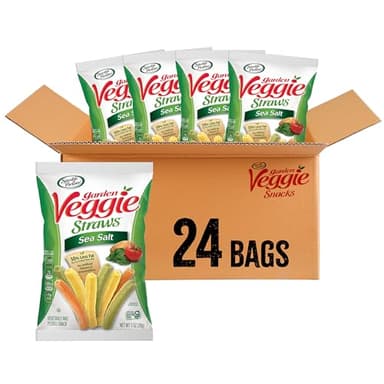 Sensible Portions Garden Veggie Snacks - Veggie Straws, Gluten Free, Snack Size Sea Salt, 1 Oz (Pack of 24)