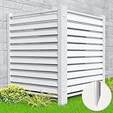 Caprihom Air Conditioner Fence for Outside 36" W X 44" H White No Dig Privacy Fence Panels Pool Equipment Enclosure Outdoor Garbage Can Fence Enclosure Outdoor Kit (2-Pack)