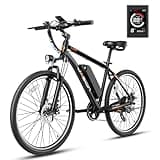 Jasion EB5 Electric Bike for Adults with Peak 500W Brushless Motor, 40Miles 20MPH Commuting Electric Mountain Bike with 360Wh Removable Battery, 7-Speed, 26" Tires and Front Fork Suspension