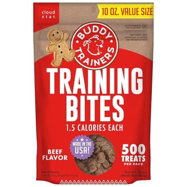 Buddy Biscuits Trainers Training Bites Soft & Chewy Dog Treats, Beef, 10 oz. Bag
