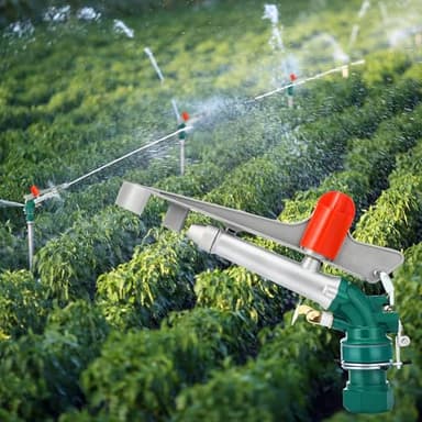 VIHOSE 2 Inch Agriculture Irrigation Sprinkler Farm Gun Irrigation Sprinkler Aluminum 360° Rotating Impact Agricultural Cannon Large Area Watering Spray for Garden Farm Lawn