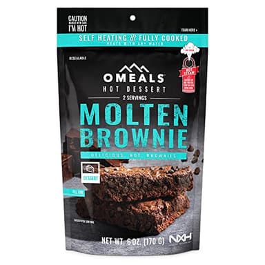 OMEALS Molten Brownies Dessert Snack MRE Sustainable Premium Outdoor Food Extended Shelf Life- Gluten Free - Vegan -Fully Baked Perfect for Camping Enthusiasts, Travelers, Emergency Supplies-USA Made