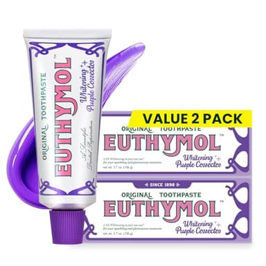 Euthymol Purple Whitening Toothpaste – for Yellow & Sensitive Teeth | Violet Tone-Up Formula, Instantly Brightens, 24H Stain Defense, Long-Lasting Fresh Breath (Pack of 2)