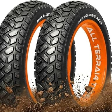 HEB Allscape 24x4.0 E-Bike Fat Tire – Puncture Resistant 24 Inch Electric Bike Tire, 2X Thicker Heavy Duty 24x4 Ebike Tire for 24x4.0 Fat Tire E Bikes, All-Terrain Street & Trail – 2 Pack