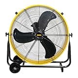HiCFM 8800 CFM 24 inch DC Motor Drum Fan High-velocity Air Circulator with 180-degree Pivoting Head DC Motor Large Airflow Turbo Shop Floor Fan - UL Listed