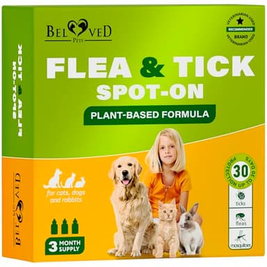 Flea and Tick Prevention for Small Dogs & Cats, Rabbits - Natural Flea Treatment & Pest Control - Topical Flea & Mosquito Repellent for Puppy and Kitten - All Pets