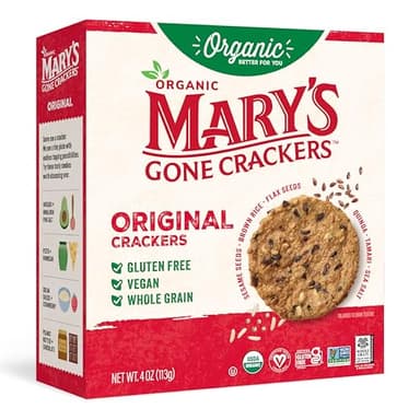 Mary's Gone Crackers Organic Original Crackers - Gluten-Free, NON-GMO, Vegan & Whole Grain, 4 Ounce (Pack of 1)