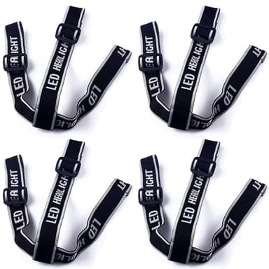 RecDec 4 Pack Headlamp Strap Replacement Headband Head Lamp Elastic Head Band Belt for LED Headlamps Flashlight Rechargeable Hands-Free Headlight Bike Front Light