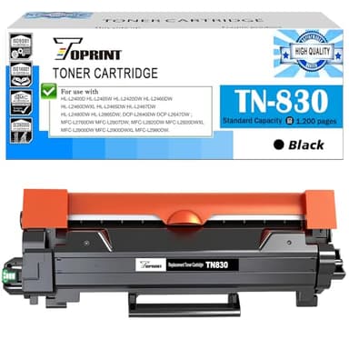 TOPRINT TN830 TN-830 Replacement Toner Cartridge Black Standard Capacity for Printer HL-L2400D L2405W L2420DW L2460DW L2865DW L2467DW DCP-L2640DW L2647DW L2760DW L2820DWXL MFC-L2900DW L2900DWXL