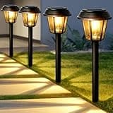 Priddop Solar Pathway Lights Outdoor 8 Pack Solar Lights Outdoor Waterproof 3000K Warm White LED Tungsten Filament Bulb for Yard Garden Landscape Path Walkway Driveway Lawn