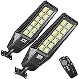 TENKOO LED Solar Street Light Outdoor - 2 Pack 560000LM 6000W Motion Sensor Lamp Waterproof IP66 Security Powered for Dusk Dawn Court and Parking Lot Solares Flood Lights Commercial Streetlight
