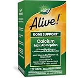 Nature's Way Alive! Calcium Max Absorption, Bone Support*, Plant Source Calcium, Vitamin D3 & K2, Magnesium, 120 Tablets (Packaging May Vary)