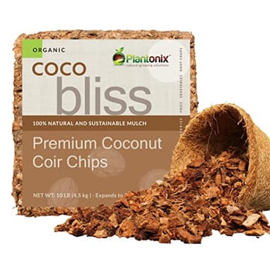 Organic Coco Chips for Plants (10lbs) - Coco Coir Chips - Coconut Husk Chips for Potting Soil, Garden Soil, & Seed Starter Soil - Coconut Mulch for Garden - Compressed Coconut Chips for Plants