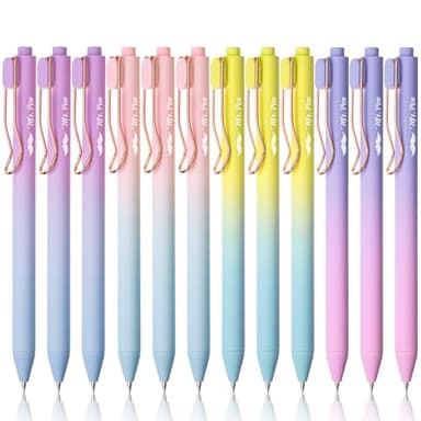 Mr. Pen- Retractable Gel Pens, 12 Pack, Black Ink Gel Pens Fine Point 0.5mm, Gradient Barrel, Fast Dry