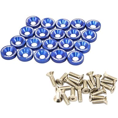 JDMSPEED 20 Pcs Blue CNC Billet Aluminum Fender Washer Engine Bay Dress Up Kit