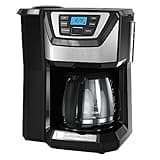 BLACK+DECKER 12-Cup Mill and Brew Coffee Maker, Automatic Grind and Brew Drip Coffee Machine, Programmable, Sneak-A-Cup, Reusable Filter.