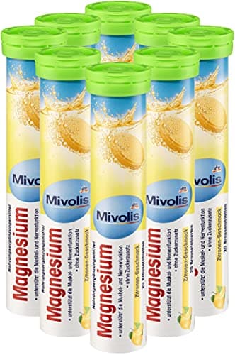 Mivolis Magnesium effervescent Tablets - Dietary Supplements 8 Tubes x 20 pcs | Germany