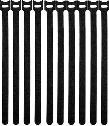 50 Pcs Reusable Fastening Cable Ties, Microfiber Cloth 12 Inch Hook and Loop Cord Ties, Black