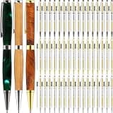 Colarr 60 Pcs Twist Pen Kits for Woodturning 7mm Slimline Pen Bulk with Refill Starter Package Woodturning Project for DIY Crafts Gifts(Black, Silver, Gold)