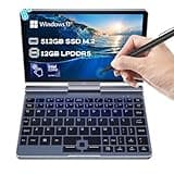 Crelander 2-in-1 Mini Laptop | 8-Inch Touchscreen Portable Small Pocket Computer | Intel 12th Gen N100 Processor | 12GB DDR5 RAM 512GB SSD |PD 30W Charging | WiFi6 BT5.2 |Backlit Keyboard |Windows 11