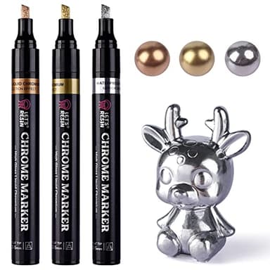 LET'S RESIN Liquid Mirror Chrome Metallic Markers, Reflective Gloss, 2-5mm Larger Application Area, 3 Colors Epoxy Resin Tools/Supplies for Coloring, Stroke, Painting, DIY Craft