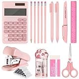 15 Pcs Back to School Supplies for Kids Cute Stationery Supplies Mini School Office Goods Kit Includes Stapler Ruler Pencils Scissor Pencil Sharpener Pen Calculator Highlighter Eraser