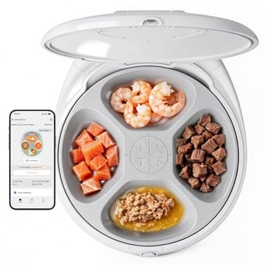 Robotail Automatic Cat Feeder Wet Food, 2026 New Version Smart Dual-Temp Refrigerated Auto Cat Feeder with Semiconductor Cooling & Pre-Heating, 4 Fresh Meals in 4 Days, App-Controlled, Easy to Clean