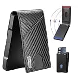 Wikabex Minimalist Wallet for Men, Ultra Slim Smart Pop Up Card Holder, Compact Front Pocket RFID Blocking Sleeves with Money Clip & ID Window, Metal Aluminum Credit Card Holder Bifold Wallet