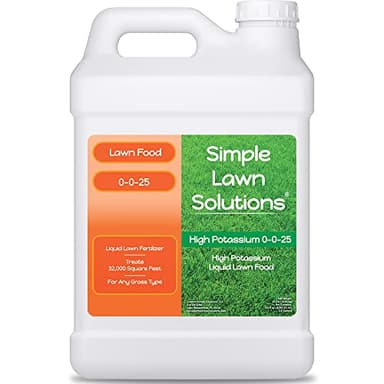 Simple Lawn Solutions - High Potassium Lawn Food Liquid Fertilizer 0-0-25 - Concentrated Spray - Turf Grass Vigor and Plant Hardiness - Summer and Fall - Any Grass Type (2.5 Gallon)