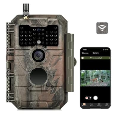 GardePro E6 WiFi Trail Camera (Non-Cellular), 64MP Photos, 1296P HD Video, App Control with Live View, 110° Wide-Angle, No-Glow Night Vision, Motion Activated