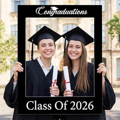 Wenqik 32 x 24 Inch 2026 Graduation Photo Booth Frame Props Class of 2026 Picture Frame PVC Cutouts Grad Selfie Decorations for College Grad Party Supplies