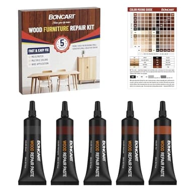 Boncart Wood Furniture Repair Kit, Wood Touch up Fillers, Repair Scratches, Cracks, Paint Chips, and Nail Holes on Furniture, Floors, Doors, Cabinets, and Tables (5 Dark Colors)