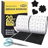 20ft x 4 Inch Heavy Duty Adhesive Hook and Loop Tape, Carpet Anti Slip Rug Gripper, Wall Hanging Tape, Couch Cushion Grip, Multi-Purpose Hook and Loop Strips -Black