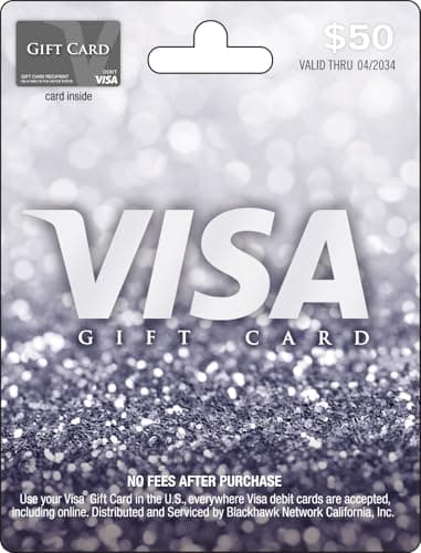 Visa Physical Gift Card $50 (plus $4.95 Purchase Fee)