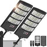 WYWNA Solar Lights Outdoor Waterproof - Super Bright Solar Street Lights Outdoor Dusk to Dawn with Motion Sensor and Remote Control, Wide Angle Commercial LED Street Light IP67 Waterproof 2 Packs