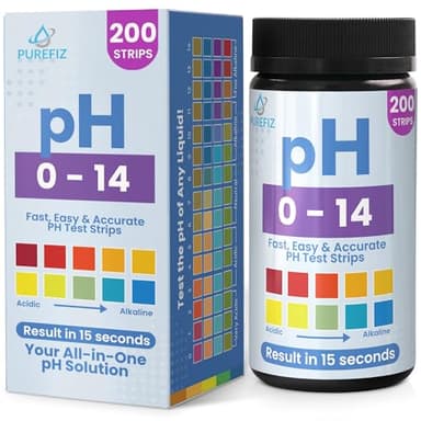 pH Test Strips 0-14 | 200 Universal Strips for Fast, Accurate pH Testing | Litmus Paper for Water, Pools, Kombucha, Food, Soap Making, Skincare, Brewing, Hydroponics, Science, Fermentation & Canning
