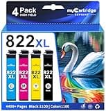822XL Ink Cartridges Combo Pack Remanufactured Replacement for Epson 822XL Ink Cartridges for 822XL Printer Ink Epson use with WF-3820 Printer Ink Cartridges Workforce Pro WF-4820 WF-3820 WF-4820 822