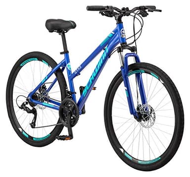 Schwinn GTX 2 Hybrid Bike, 700c Mens and Womens Bike, 21-Speed Hybrid Bicycle, Aluminum Dual-Sport Frame, Suspension Fork, Mechanical Disc Brakes, Adult Bicycle