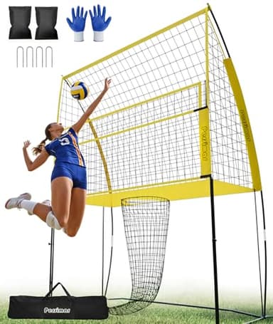 Volleyball Training Net System,7 Adjustable Heights Practice Equipment Net Station,Improve Volleyball Serve&Spike Skills with Ball Return, Portable &Easy Setup for Backyard Individual &Team Practice