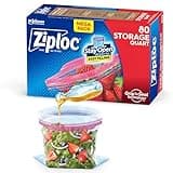 Ziploc Quart Food Storage Bags, Stay Open Design with Stand-Up Bottom, Easy to Fill, 80 Count