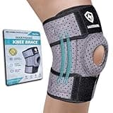 MAXRANK Knee Brace with Side Stabilizers - Adjustable Knee Support with Patella Gel Pad, Knee Wraps for MCL Osteoarthritis Meniscus Tear, Arthritis, ACL, Pain Relief, Working, Men & Women (15-19.5'')