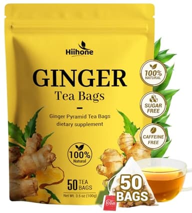 Ginger Root Herbal Tea - Caffeine Free, 50 Tea Bags