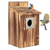 Bird Houses for Outside with Metal Predator Guard for Bluebird Wren Swallow Finch, Carbonized Wooden Nesting Boxes for Outdoor, Sturdy Bird House,Easy to Clean