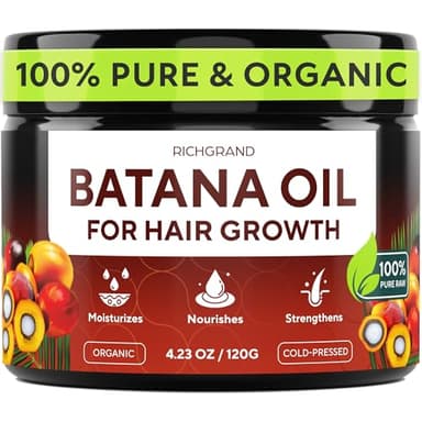 Batana Oil for Hair Growth - 100% Raw & Organic Unrefined Batana Oil - Cold Pressed Hair Mask for Scalp Health, Thicker Hair & Split Ends Repair - Natural & Pure (4.23 oz)