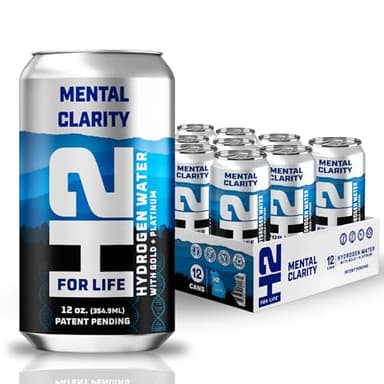 H2ForLife - Hydrogen-Rich Spring Water – Supports Mental Clarity, Recovery, Energy & Oxidative Stress 12 oz per Can (Pack of 12)