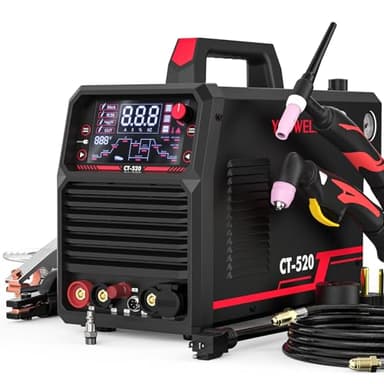 YESWELDER CT-520 Tig Welder & Plasma Cutter, 5-In-1 CUT/HF TIG/Pulse TIG/Spot Welding/Stick, 200A TIG and Stick & 50A Plasma Cutting, 110/220V Dual Voltage Multifunctional Welding Machine
